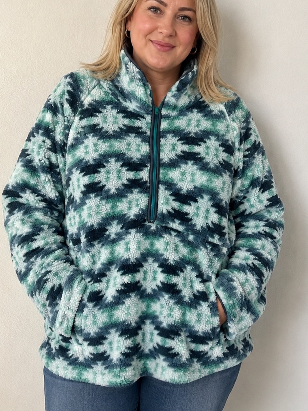 Victory Outfitters 2X Sherpa Fleece Southwestern Print Quarter Zip Pullover